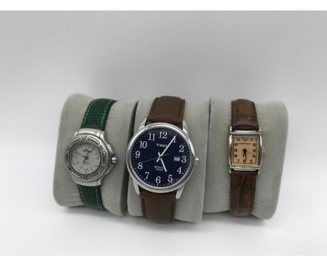 Ladies Emporia Armani watch, Ellesse ladies watch & Timex Indiglo WR30M watch 