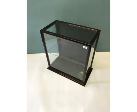 An antique shop display cabinet, with fitted glass shelf, 63x60x33cm 