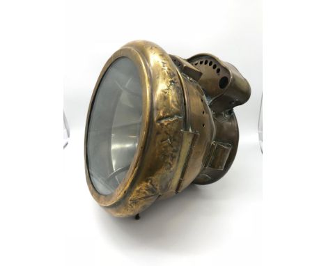 Antique brass ships lantern, Has brass plaque engraved with "G.ALASIA & C. =TORINO= VIA MADAMA CRISTINA 62. 