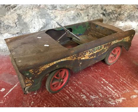 Vintage pedal tin police squad car, Needs restored 