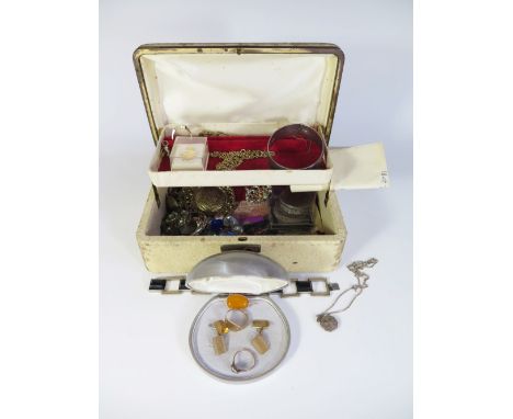 A Pair of 9 ct Gold Cufflinks, other gold, silver bangle, costume jewellery, commemorative crowns etc