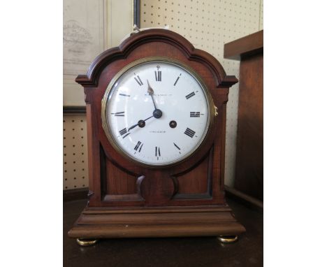 A W. Batty and Sons Ltd. Mahogany Framed 8 Day Mantle Clock With Enamel Dial.