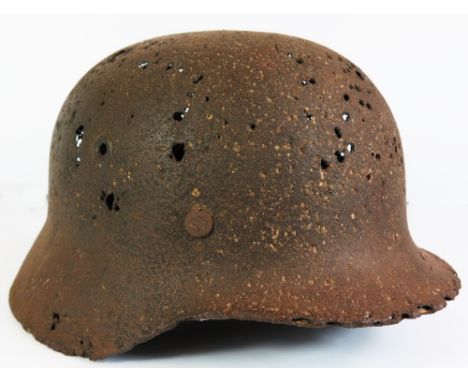 WWII German Helmet, ground dug and Iron Cross