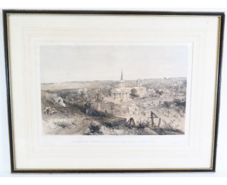 Crimean War _ Colnaghi's Series _ Lithograph: Quarantine Cemetery and Church, with French Battery No.50