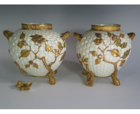 A Pair of Royal Worcester Vases, 20cm, one foot off