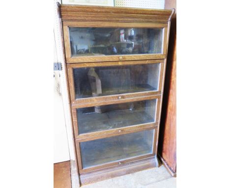 Globe Wernicke Oak Four Tier Glazed Bookcase