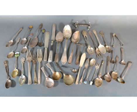 A Victorian Silver Caddy Spoon together with two other caddy spoons and various silver flat ware 21 ozs. all in 