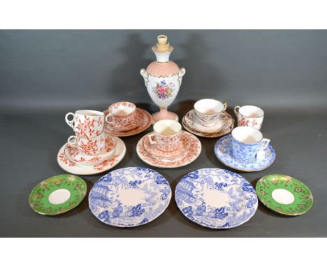 A Royal Crown Derby Porcelain Table Lamp, together with various Royal Crown Derby cups and saucers and plates 