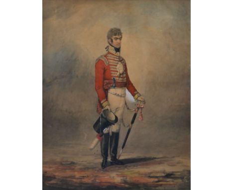 Richard Dighton 'Portrait of an Officer' and 'Portrait of a Lady' a pair of watercolours signed and dated 1804. 48 x 38 cms 