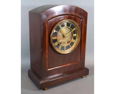 A Late Victorian Early Edwardian Mahogany Cased Mantle Clock, the dial inscribed Waterhouse &amp; Co. Dublin with two train m