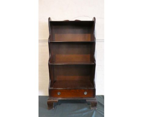 A Mahogany Four Shelf Waterfall Bookcase with Base Drawer and Galleried Top, 57cm Wide 