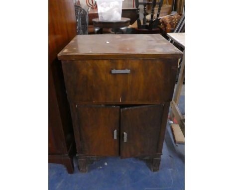 A Vintage Walnut Veneer Cabinet Containing Bakelite Record Deck 