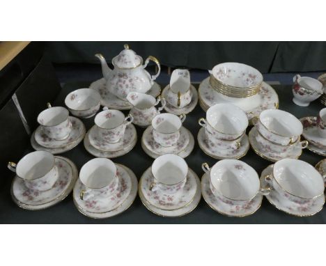 A Large Collection of Paragon Victoriana Rose Tea and Dinnerwares to Include Six Trios, Teapot, Sugar Bowl and Cream Jug, Cak