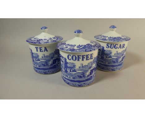 A Set of Three Spode Italian Storage Jars for Coffee, Tea and Sugar 