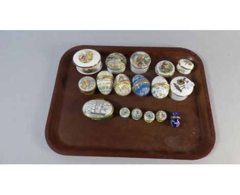 A Collection of Various Enamel and Ceramic Pill Boxes Etc 