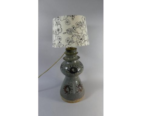 A Mid/Late 20th Century Glazed Stoneware Table Lamp with Star Burst Decoration, 65cm High 