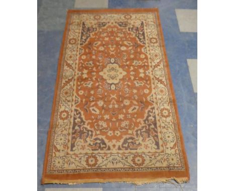 A Vintage Patterned Woollen Hearth Rug, 143x80cm 