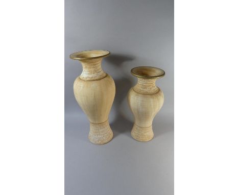 Two Modern Large Ceramic Vases with Gilt Decoration, 61cm and 51cm High 