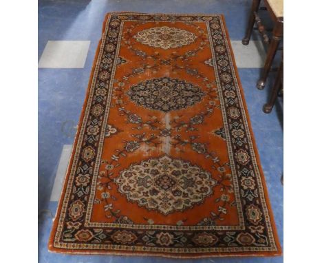 A Vintage Patterned Woollen Rug, 180x90cm 