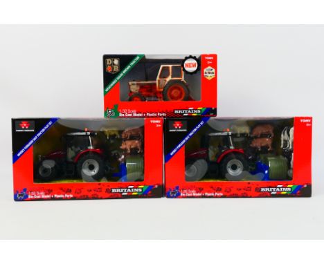 Britains - Three boxed 1:32 scale diecast model tractors from Britains. Lot consists of #43307 Weathered David Brown Tractor;