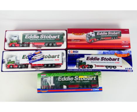 Corgi - Three boxed Corgi 'Hauliers of Renown' 1:50 scale diecast model trucks in 'Eddie Stobart' liveries. Lot consists of C