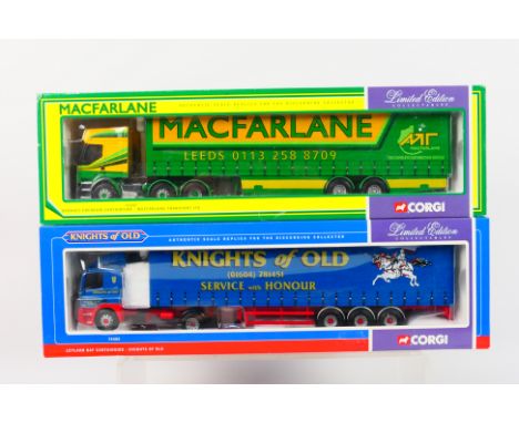 Corgi - Two boxed Corgi Limited Edition 1:50 scale diecast model trucks. Lot consists of Corgi #75504 Leyland DAF Curtainside