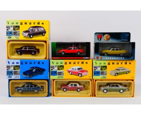 Corgi Vanguards - 6 x boxed models, Morris 1300 # VA48001, Rover 3500 Police car # VA06501, Hillman Minx # VA06800, Leyland P