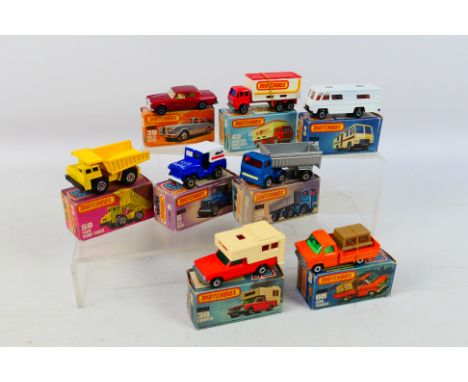 Matchbox Superfast - Eight boxed Matchbox Superfast diecast model vehicles. Lot includes Matchbox #66 Ford Transit; #38 Campe