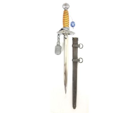 German Third Reich Luftwaffe Officer's 2nd pattern dagger with knot c. 1937-45 by Krebs.  Good clean example with amber spira