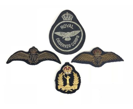 2 RAF Bullion Embroidered Pilot Wings.  One slightly padded, for the RAF parade tunic.  The other flat, style seen worn on th