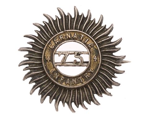 75th Carnatic Infantry Indian Army Officer's pagri badge c. 1903-22. Scarce example locally cast from a British made badge. S