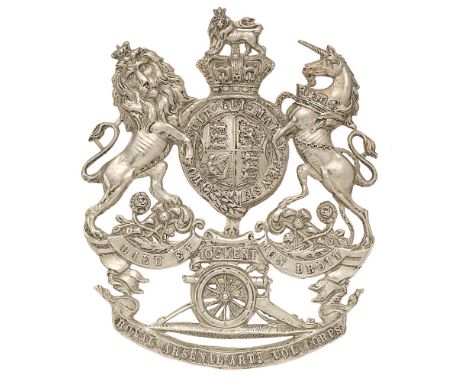 10th Kent Royal Arsenal Artillery Vounteeer Corps Victorian helmet plate badge c. 1878-1901.  Good scarce die-stamped white m