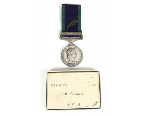 Queen's Own Hussars Mentioned in Despatches South Arabia Medal.  Campaign Service Medal, clasp SOUTH ARABIA with MID Oak leaf