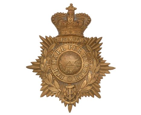 Royal Marine Light Infantry Victorian RMLI helmet plate badge c. 1878-1901.  Good die-stamped brass crowned star bearing laur