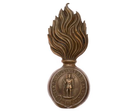 6th Bn. (Hochelaga) Fusiliers pre 1898 Victorian Canadian fur cap grenade badge.  Good scarce die-stamped brass flaming grena