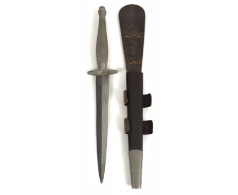 WW2 2nd pattern Fairbairn-Sykes Commando fighting knife.  A good and rare example. The hilt with nickel grip of chequered des