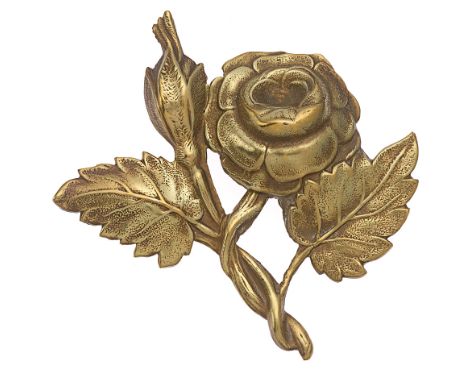 Lancashire Hussars NCO's arm badge.  Good rare die-stamped brass Rose, slipped and leaved.     Loops.  VGC  After the Great W