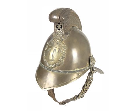 Victorian / Edwardian Town or Factory Merryweather Pattern Brass Fire Brigade Helmet. This example possibly worn by the Titch