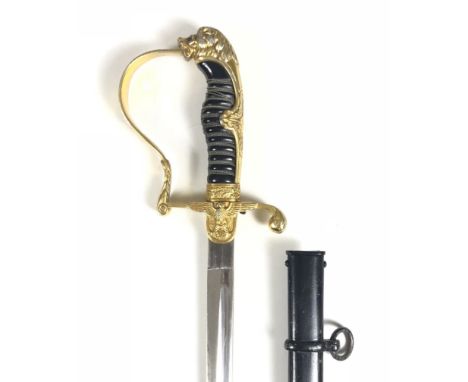 German Third Reich Army Officer's sword by Clemen &amp; Jung, Solingen.  Good clean example, single edged 81.5 cm plain fulle
