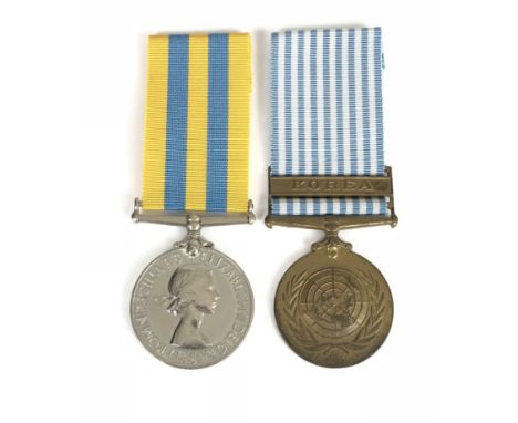 Royal Navy Korean War Pair of Medals.  Queen's Korea Medal D/SMX 877939 M M ATKINSON EM 1 RN, UN Korea Medal.Medals loose. Pa