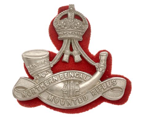 Northern Bengal Mounted Rifles Indian Army cap badge C. 1901-1935.  A good British made die-stamped white metal crowned strun