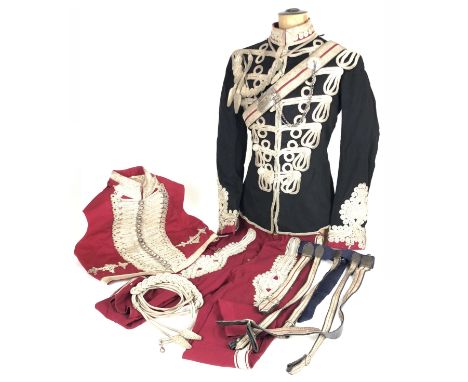Queen's Own Oxfordshire Hussars Victorian Officer's Full Dress uniform.  Good scarce tunic of dark blue melton cloth with Man