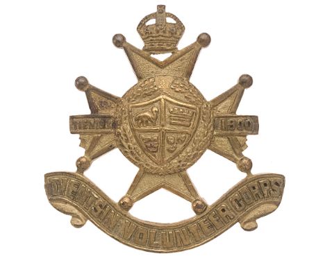 Tientsin Volunteer Corps, Chinese cap badge c. 1902-31. Good rare well locally cast brass example. Crowned Maltese cross rest