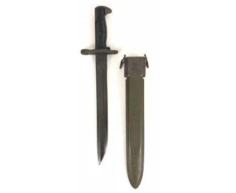 WW2 US Springfield Bayonet Shortend for the Garand Rifle.  This example with issue stamps to the blade and dated 1942. The po