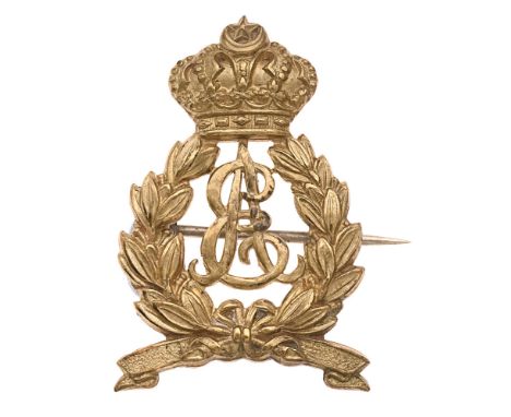 British Officers seconded to Egyptian Army head-dress badge c. 1914-22.  Fine brass laurel sprays surmounted by an Egyptian c