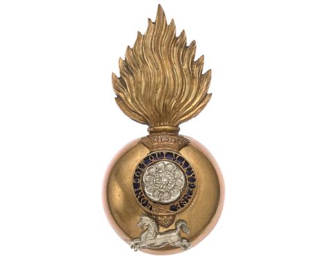 The Royal Fusiliers (City of London Regiment), Victorian Officer's glengarry grenade badge c. 1881-96.  Good scarce gilt flam