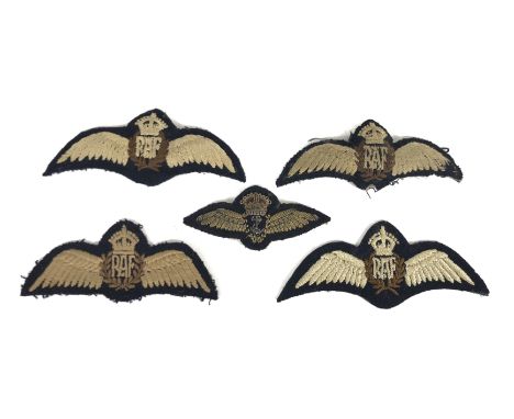 4 RAF WW2 Pairs of Pilot Wings 2 x padded ... 2 x Flat ... Accompanied by a pair of WW2 period Fleet Air Arm bullion Pilot Wi