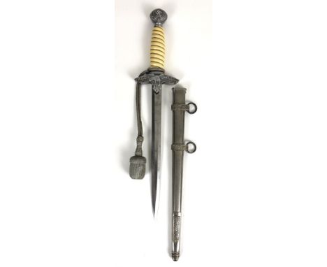 German Third Reich Luftwaffe Officer's 2nd pattern dagger with knot c. 1937-45.  Good clean example with cream spiral ivorine