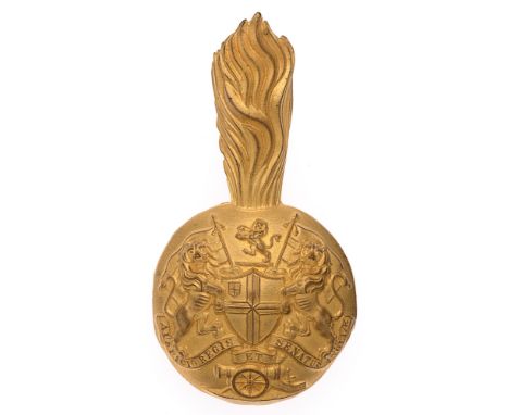 Honourable East India Company Artillery Victorian pre 1858 senior NCO's busby plume holder badge. Fine rare die-stamped gilt 