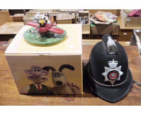 Coalport Gromit to the Rescue figure&nbsp;in box, a West Yorkshire Police Constable helmet&nbsp;by Hobson, a Wedgwood Peter R